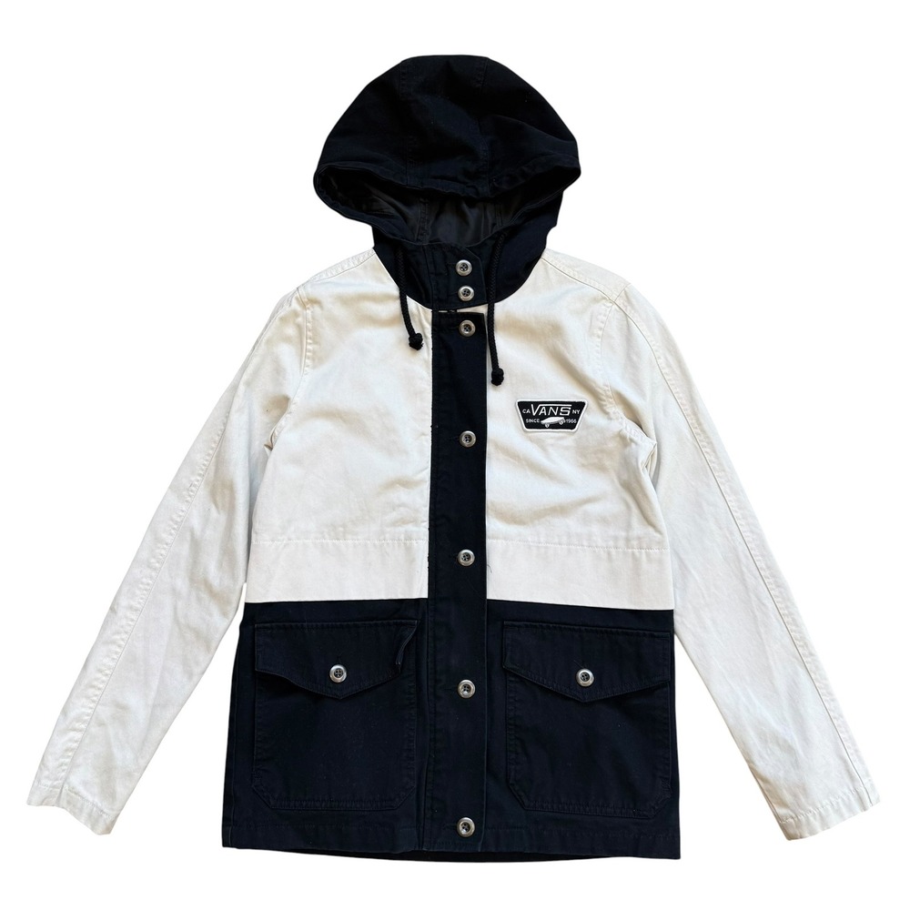 Vans Off The Wall Hooded Colorblock Utility Jacket Black Cream XS VN-02Y2B42
